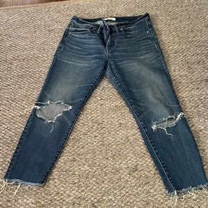 Madewell Distressed Dark Blue Boyfriend Jeans